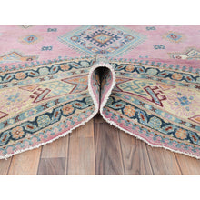 Load image into Gallery viewer, 8&#39;x10&#39; Pastel Pink, Special Kazak with Geometric Elements Natural Dyes, Pure Wool Hand Knotted, Oriental Rug FWR496242