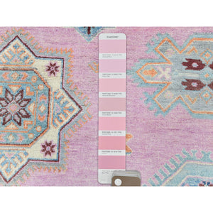 8'x10' Pastel Pink, Special Kazak with Geometric Elements Natural Dyes, Pure Wool Hand Knotted, Oriental Rug FWR496242