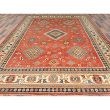 Load image into Gallery viewer, 9&#39;x11&#39;9&quot; Crimson Red, Special Kazak with All Over Medallions Natural Dyes, Extra Soft Wool Hand Knotted, Oriental Rug FWR496254