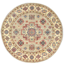 Load image into Gallery viewer, 8&#39;x7&#39;9&quot; Pale Goldenrod, Special Kazak with Large Medallion Natural Dyes, 100% Wool Hand Knotted, Round Oriental Rug FWR496272