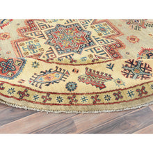 Load image into Gallery viewer, 8&#39;x7&#39;9&quot; Pale Goldenrod, Special Kazak with Large Medallion Natural Dyes, 100% Wool Hand Knotted, Round Oriental Rug FWR496272
