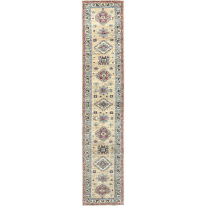 2'8"x13'5" Chamomile, Afghan Super Kazak Natural Dyes, Natural Wool Hand Knotted, Runner Oriental Rug FWR496332