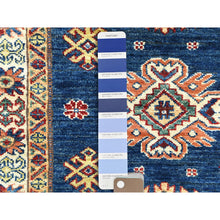Load image into Gallery viewer, 2&#39;10&quot;x13&#39;2&quot; Prussian Blue, Afghan Super Kazak with Large Medallions, Natural Dyes, Soft Wool, Hand Knotted, Runner Oriental Rug FWR496338
