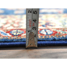 Load image into Gallery viewer, 2&#39;10&quot;x13&#39;2&quot; Prussian Blue, Afghan Super Kazak with Large Medallions, Natural Dyes, Soft Wool, Hand Knotted, Runner Oriental Rug FWR496338