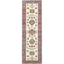 Load image into Gallery viewer, 2&#39;7&quot;x8&#39;6&quot; Ivory, Dense Weave Extra Soft Wool, Hand Knotted Afghan Super Kazak Natural Dyes, Runner Oriental Rug FWR496398