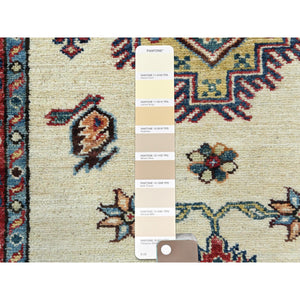 2'7"x8'6" Ivory, Dense Weave Extra Soft Wool, Hand Knotted Afghan Super Kazak Natural Dyes, Runner Oriental Rug FWR496398