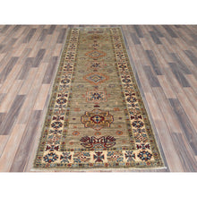 Load image into Gallery viewer, 2&#39;10&quot;x8&#39;3&quot; Ecru Color, 100% Wool Hand Knotted, Afghan Super Kazak, Natural Dyes Densely Woven, Runner Oriental Rug FWR496416
