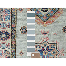Load image into Gallery viewer, 2&#39;5&quot;x8&#39;6&quot; Ash Gray, Natural Wool Hand Knotted, Afghan Super Kazak with Geometric Medallions, Natural Dyes Densely Woven, Runner Oriental Rug FWR496440