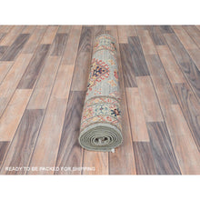 Load image into Gallery viewer, 2&#39;9&quot;x7&#39;10&quot; Pastel Gray, Dense Weave Organic Wool Hand Knotted, Afghan Super Kazak with Colorful Medallions, Natural Dyes, Runner Oriental Rug FWR496446