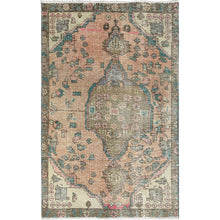Load image into Gallery viewer, 3&#39;x4&#39;5&quot; Cafe Au Lait Brown, Sheared Low, Worn Wool, Hand Knotted, Bohemian Vintage Persian Tabriz, Oriental Rug FWR496728