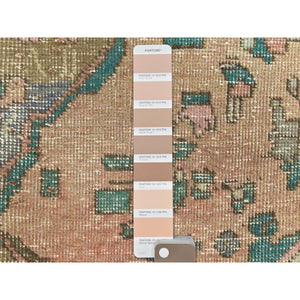 3'x4'5" Cafe Au Lait Brown, Sheared Low, Worn Wool, Hand Knotted, Bohemian Vintage Persian Tabriz, Oriental Rug FWR496728