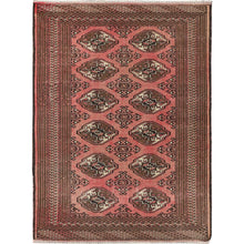Load image into Gallery viewer, 3&#39;3&quot;x4&#39;7&quot; Salmon Red, Vintage Persian Turkoman Bokara, Worn Down, Pure Wool, Hand Knotted, Oriental Rug FWR496734