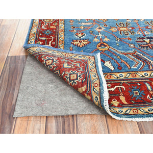 3'10"x6'1" Air Force Blue, Afghan Peshawar with All Over Heriz Design Natural Dyes, Extra Soft Wool Hand Knotted, Oriental Rug FWR496962