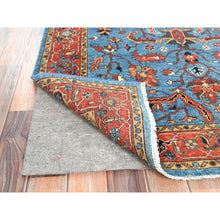 Load image into Gallery viewer, 3&#39;10&quot;x5&#39;9&quot; Air Force Blue, Afghan Peshawar with All Over Heriz Design Vegetable Dyes, Natural Wool Hand Knotted, Oriental Rug FWR496998