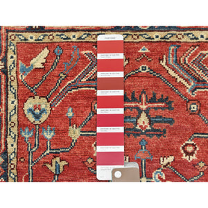 3'1"x4'10" Imperial Red, Pure Wool Hand Knotted, Afghan Peshawar with All Over Heriz Design Natural Dyes, Oriental Rug FWR497022