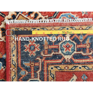 3'x5' Imperial Red, Pure Wool Hand Knotted, Afghan Peshawar with All Over Heriz Design Natural Dyes, Oriental Rug FWR497058