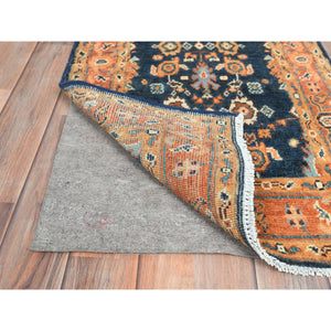 2'x3' Yale Blue, Afghan Peshawar with All Over Heriz Design, Natural Dyes, Soft Wool, Hand Knotted, Mat, Oriental Rug FWR497136
