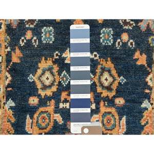 2'x3' Yale Blue, Afghan Peshawar with All Over Heriz Design, Natural Dyes, Soft Wool, Hand Knotted, Mat, Oriental Rug FWR497136