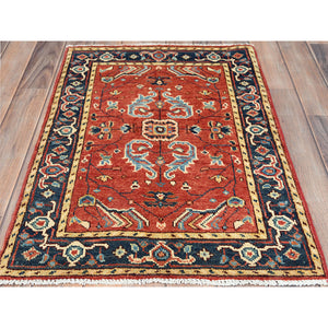 2'1"x2'10" Imperial Red, Natural Wool Hand Knotted, Afghan Peshawar with All Over Heriz Design Vegetable Dyes, Mat Oriental Rug FWR497142