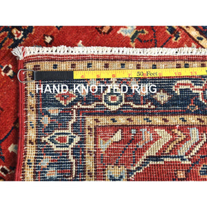 2'x3' Imperial Red, Soft Wool Hand Knotted, Afghan Peshawar with All Over Design Heriz Design Natural Dyes, Oriental Rug FWR497172