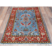 Load image into Gallery viewer, 2&#39;x3&#39; Carolina Blue, Afghan Peshawar with All Over Heriz Design, Natural Dyes, Extra Soft Wool, Hand Knotted, Mat, Oriental Rug FWR497214