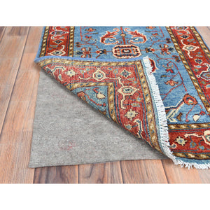 2'x3' Carolina Blue, Afghan Peshawar with All Over Heriz Design, Natural Dyes, Extra Soft Wool, Hand Knotted, Mat, Oriental Rug FWR497214