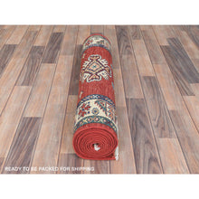 Load image into Gallery viewer, 2&#39;9&quot;x11&#39;6&quot; Fire Brick, Afghan Super Kazak With Geometric Medallions, Natural Dyes, Dense Weave, Organic Wool, Hand Knotted, Runner Oriental Rug FWR497406