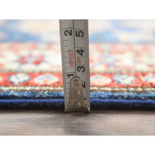 Load image into Gallery viewer, 2&#39;10&quot;x13&#39;8&quot; Navy Blue, Afghan Super Kazak with Geometric Medallions Design, Natural Dyes, Densely Woven, Natural Wool, Hand Knotted, Runner Oriental Rug FWR497472
