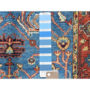2'10"x4'7" Turkish Blue, Afghan Peshawar with All Over Heriz Design, Natural Dyes, Pure Wool, Hand Knotted, Oriental Rug FWR497490
