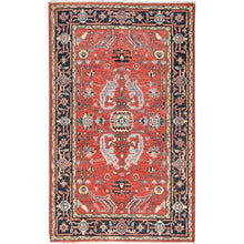 Load image into Gallery viewer, 3&#39;x4&#39;10&quot; Imperial Red, Afghan Peshawar with All Over Heriz Design, Natural Dyes, Extra Soft Wool, Hand Knotted, Oriental Rug FWR497502