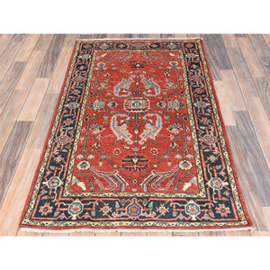 3'x4'10" Imperial Red, Afghan Peshawar with All Over Heriz Design, Natural Dyes, Extra Soft Wool, Hand Knotted, Oriental Rug FWR497502