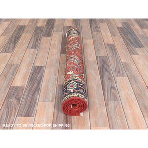 3'x4'10" Imperial Red, Afghan Peshawar with All Over Heriz Design, Natural Dyes, Extra Soft Wool, Hand Knotted, Oriental Rug FWR497502