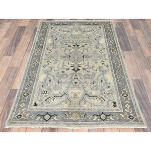 2'10"x4'10" Beige, Afghan Peshawar with All Over Heriz Design, Natural Dyes, Natural Wool, Hand Knotted, Oriental Rug FWR497508
