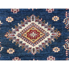 Load image into Gallery viewer, 12&#39;x15&#39;9&quot; Azure Blue, Afghan Super Kazak, with Geometric Medallions Design, Natural Dyes, Densely Woven, 100% Wool, Hand Knotted, Rectangle, oversize Oriental Rug FWR497556