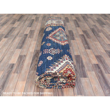 Load image into Gallery viewer, 12&#39;x15&#39;9&quot; Azure Blue, Afghan Super Kazak, with Geometric Medallions Design, Natural Dyes, Densely Woven, 100% Wool, Hand Knotted, Rectangle, oversize Oriental Rug FWR497556