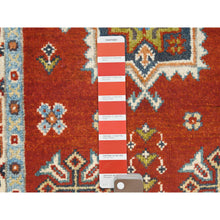 Load image into Gallery viewer, 2&#39;x3&#39; Chili Red, Hand Knotted Special Kazak with Geometric Design, Natural Dyes, Pure Wool, Oriental, Mat Rug FWR497634