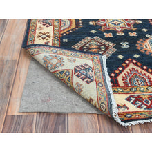 Load image into Gallery viewer, 3&#39;x18&#39;6&quot; Yale Blue, Soft Wool Hand Knotted, Special Kazak with Geometric Pattern Natural Dyes, XL Runner Oriental Rug FWR497676