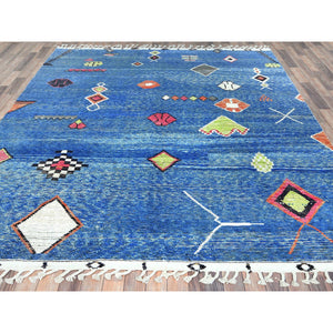 8'x10'7" Lapis Blue, Ben Ourain Moroccan Berber Influence Design, Natural Dyes, Soft Wool, Hand Knotted Oriental Rug FWR497748