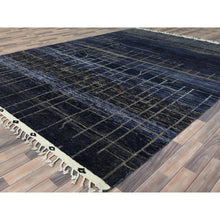 Load image into Gallery viewer, 9&#39;x12&#39;5&quot; Denim Blue, Hand Knotted Ben Ourain Moroccan Berber Influence Shilhah Design, Natural Dyes Extra Soft Wool, Oriental Rug FWR497790