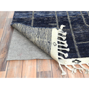 9'x12'5" Denim Blue, Hand Knotted Ben Ourain Moroccan Berber Influence Shilhah Design, Natural Dyes Extra Soft Wool, Oriental Rug FWR497790