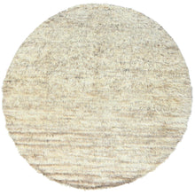 Load image into Gallery viewer, 10&#39;1&quot;x10&#39;1&quot; Bone Ivory, 100% Wool Hand Knotted, Ben Ourain Moroccan Berber Shilhah Design Natural Dyes, Round Oriental Rug FWR497916