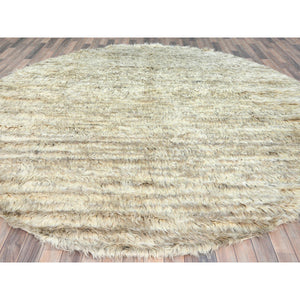 10'1"x10'1" Bone Ivory, 100% Wool Hand Knotted, Ben Ourain Moroccan Berber Shilhah Design Natural Dyes, Round Oriental Rug FWR497916