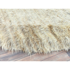 10'1"x10'1" Bone Ivory, 100% Wool Hand Knotted, Ben Ourain Moroccan Berber Shilhah Design Natural Dyes, Round Oriental Rug FWR497916