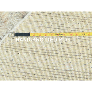 10'1"x10'1" Bone Ivory, 100% Wool Hand Knotted, Ben Ourain Moroccan Berber Shilhah Design Natural Dyes, Round Oriental Rug FWR497916