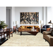 Load image into Gallery viewer, 12&#39;4&quot;x18&#39;1&quot; Ivory, Natural Dyes Pure Wool, Hand Knotted Ben Ourain Moroccan Berber Shilhah Design, Oversized Oriental Rug FWR497922