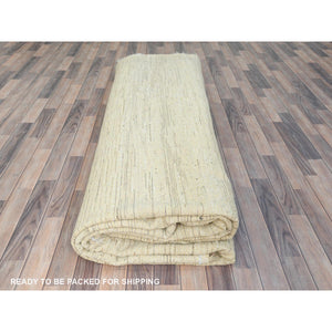 12'4"x18'1" Ivory, Natural Dyes Pure Wool, Hand Knotted Ben Ourain Moroccan Berber Shilhah Design, Oversized Oriental Rug FWR497922
