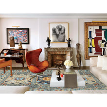 Load image into Gallery viewer, 8&#39;3&quot;x9&#39;9&quot; Cadet Gray, Armenian Inspired Caucasian Design, Soft Wool, Hand Knotted, Oriental Rug FWR4980000