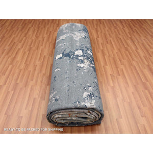 11'10"x18'3" Gray Abstract Design, Hand Knotted with Densely Woven, Persian Knot Pure Wool Oversized Oriental Rug FWR498228