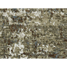 Load image into Gallery viewer, 9&#39;x12&#39;1&quot; Olive Green, Hand Knotted Abstract Design, Dense Weave Persian Knot, Natural Wool, Oriental Rug FWR498324