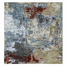 Load image into Gallery viewer, 8&#39;5&quot;x8&#39;5&quot; Parchment Color, Hand Knotted Abstract Design, Dense Weave Persian Knot, Soft Wool, Square Oriental Rug FWR498450